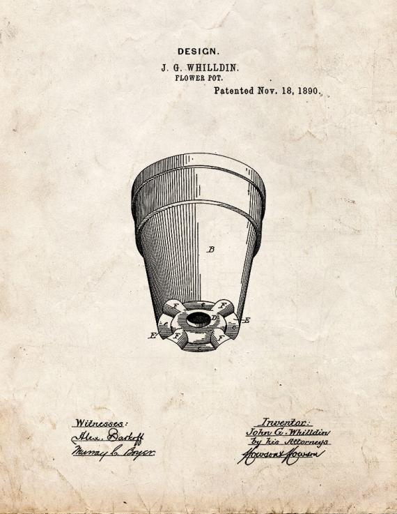 Flower Pot Patent Print