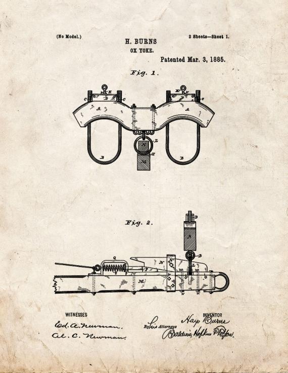 Ox Yoke Patent Print