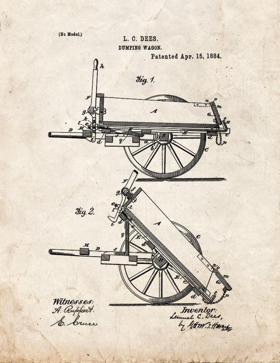 Dumping Wagon Patent Print