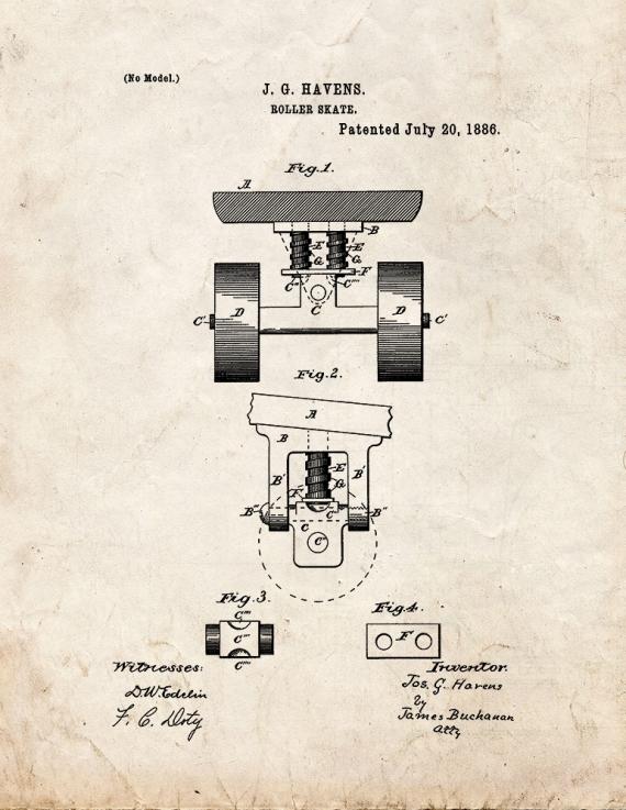 Roller Skate Patent Print