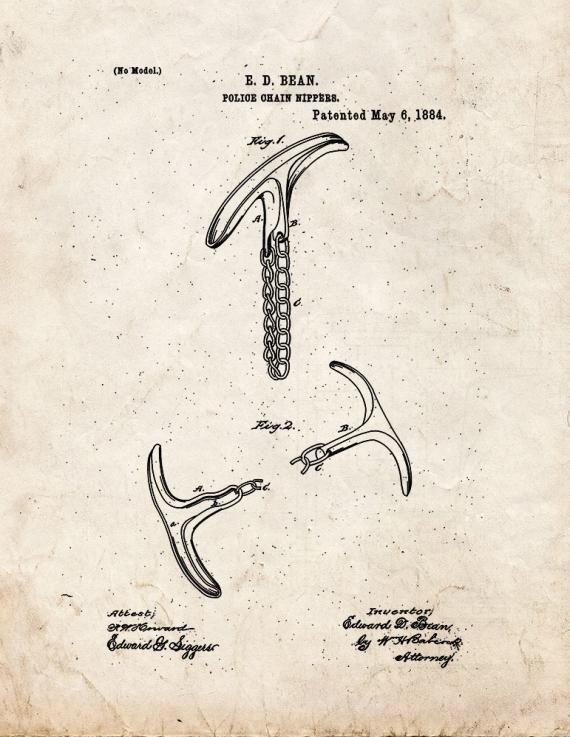 Police Chain Nippers Patent Print