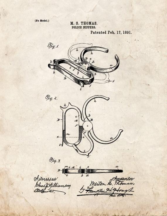 Police Nippers Patent Print