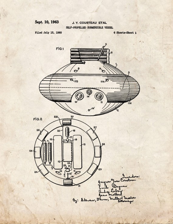 Self-propelled Submersible Vessel Patent Print
