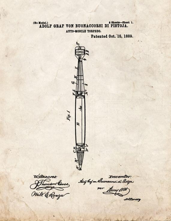 Automobile Torpedo Patent Print