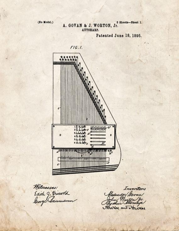 Autoharp Patent Print