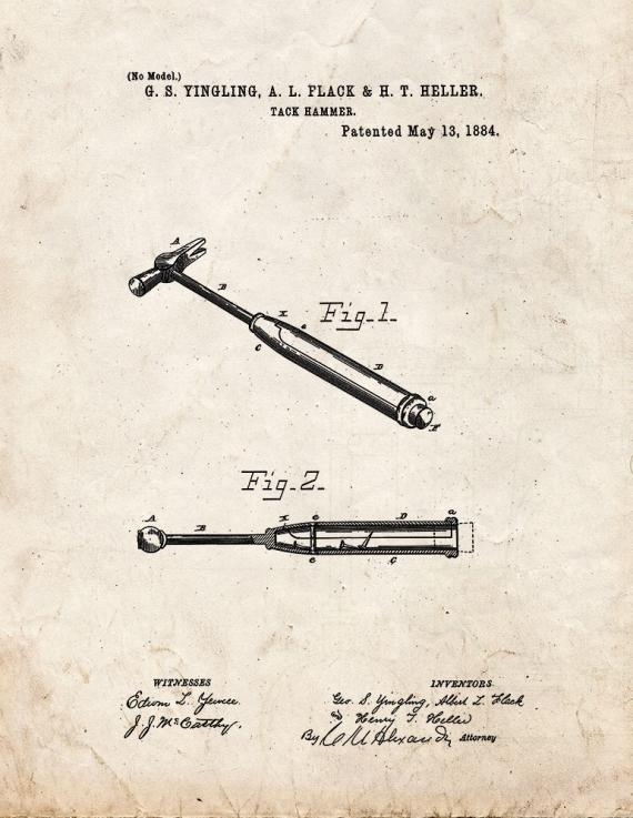 Tack Hammer Patent Print