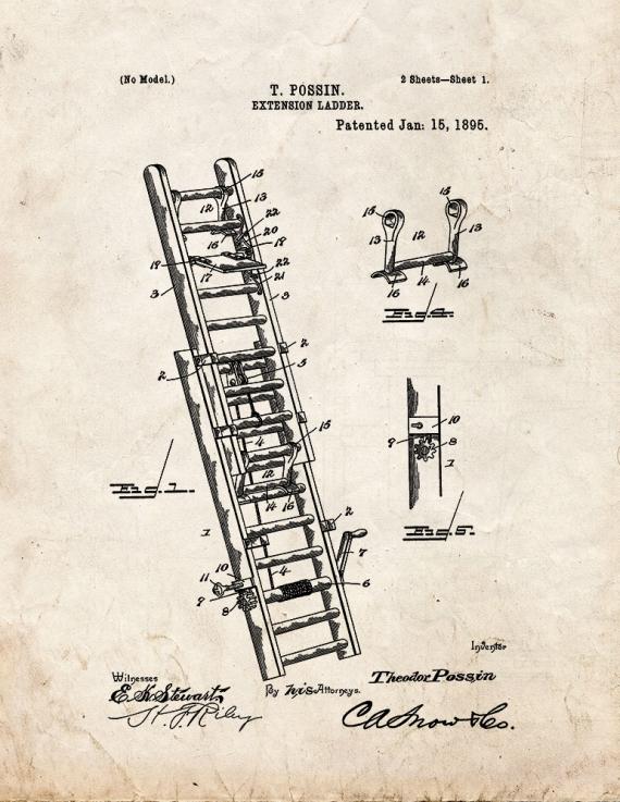 Extension Ladder Patent Print