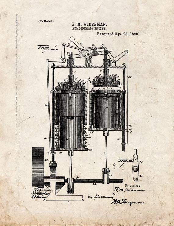 Atmospheric Engine Patent Print