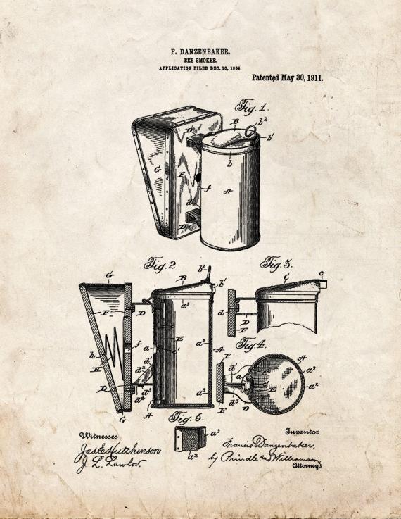 Bee Smoker Patent Print