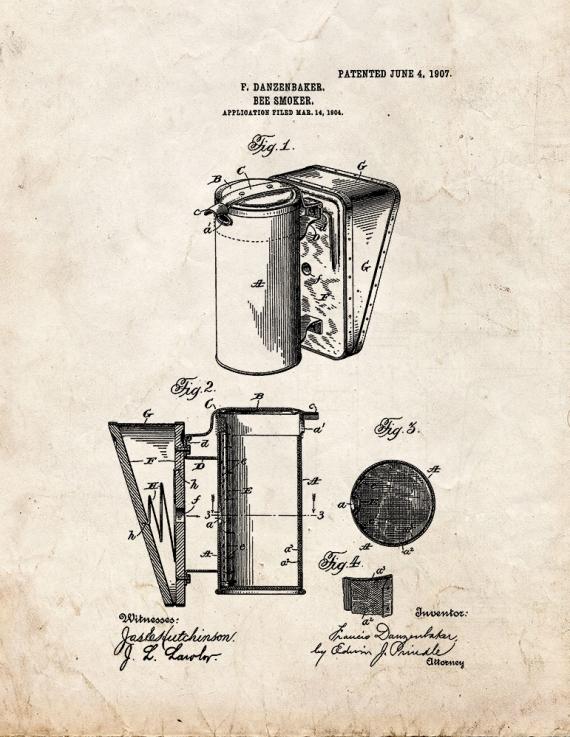 Bee Smoker Patent Print