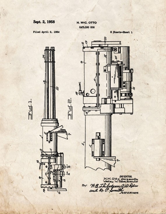 Gatling Gun Patent Print