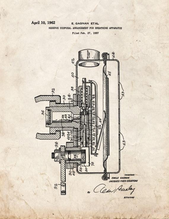 Reserve Disposal Arrangement For Breathing Apparatus Patent Print