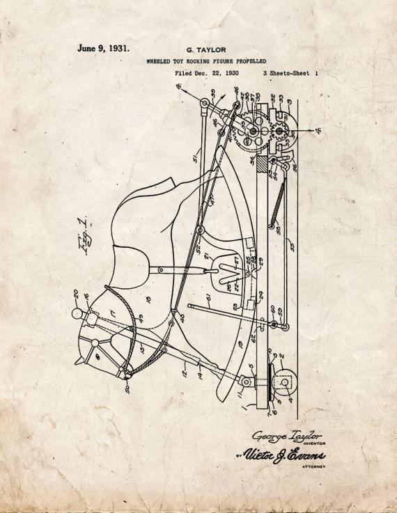 Wheeled Toy Rocking Figure Propelled Patent Print