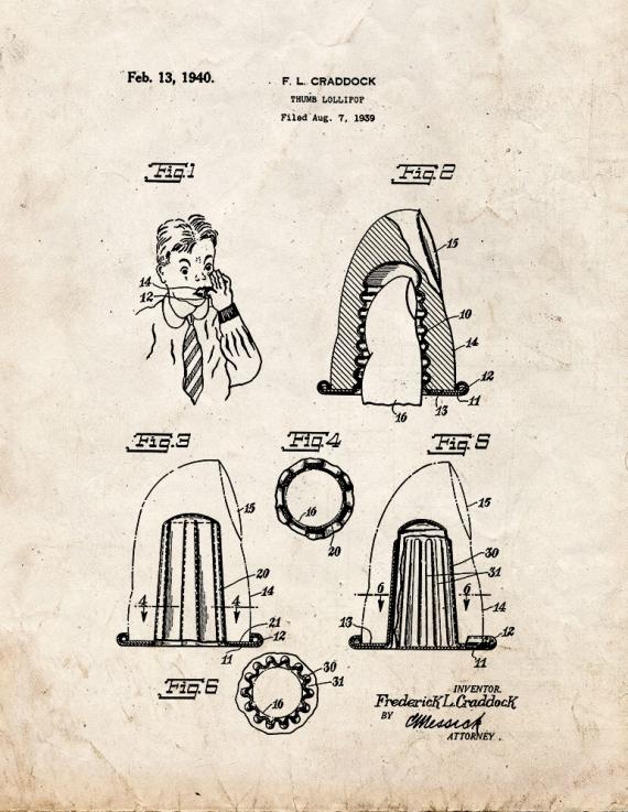 Thumb Lollipop Patent Print