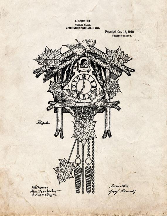 Cuckoo Clock Patent Print