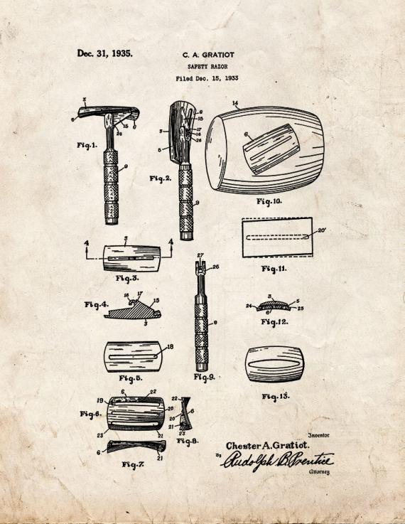 Safety-razor Patent Print