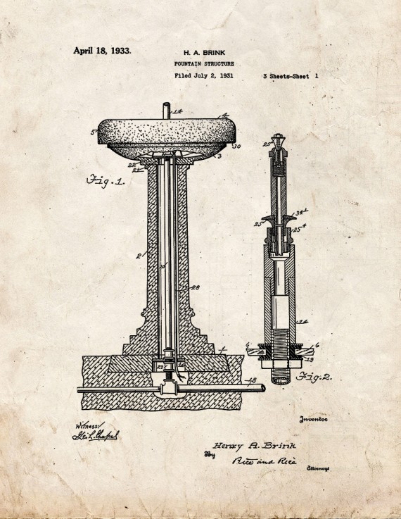Fountain Structure Patent Print
