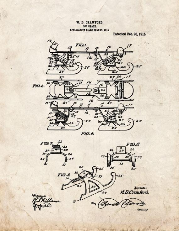 Ice Skate Patent Print