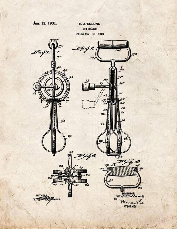 Egg Beater Patent Print