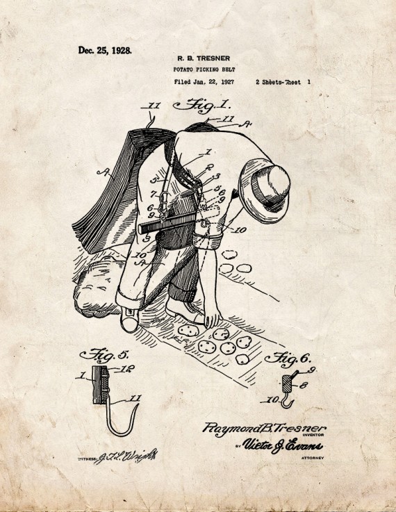 Potato-picking Belt Patent Print