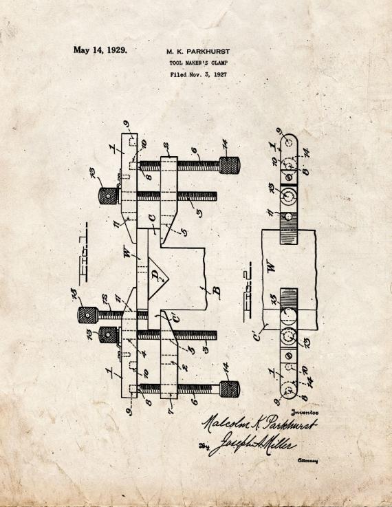 Toolmaker's Clamp Patent Print