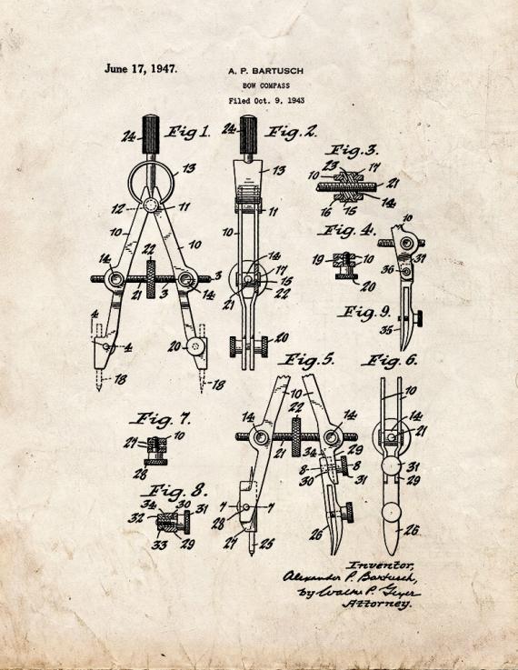 Bow Compass Patent Print