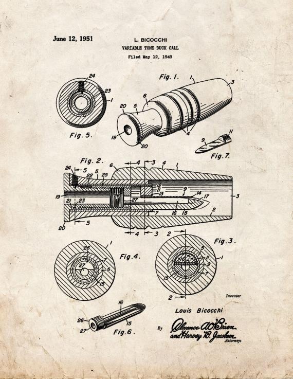 Duck Call Patent Print