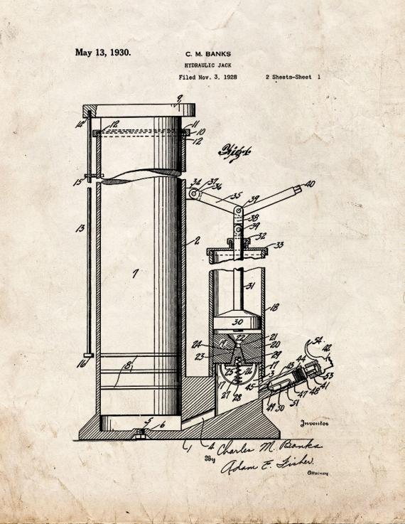 Hydraulic Jack Patent Print