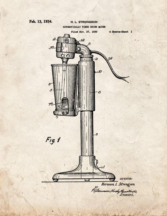 Drink Mixer Patent Print