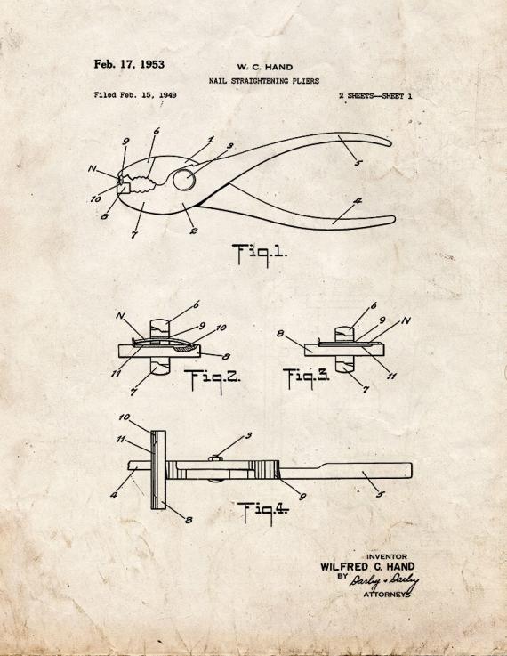 Nail Straightening Pliers Patent Print