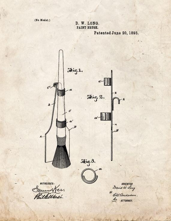 Paint Brush Patent Print