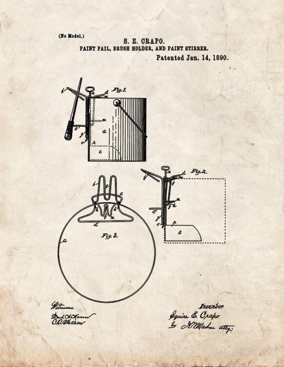 Paint Pail Holder Patent Print