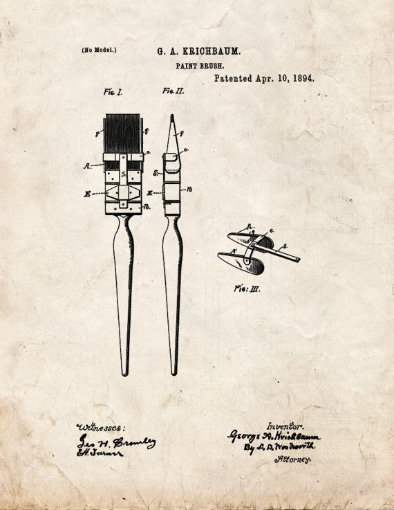 Paint Brush Patent Print