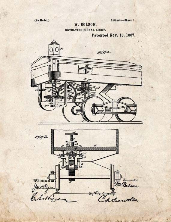 Revolving Signal Light Patent Print