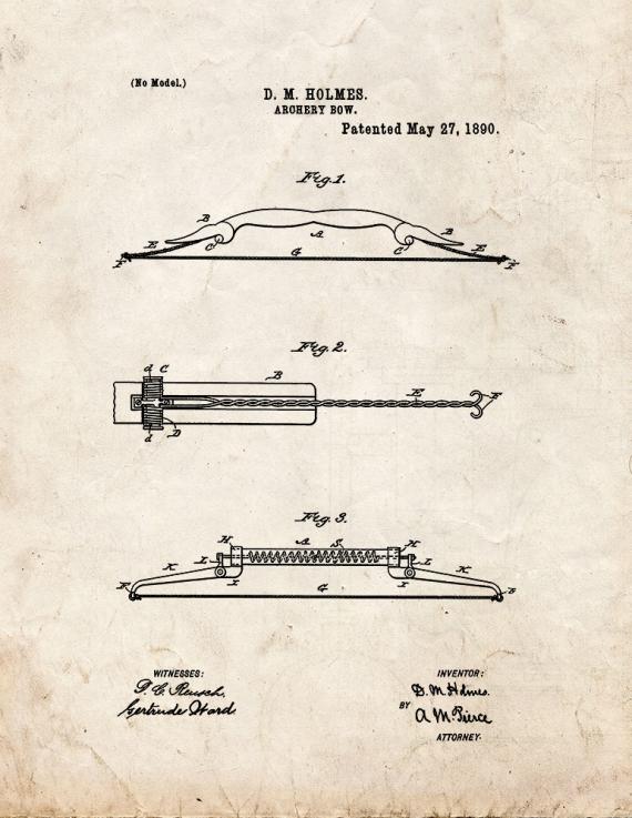Archery Bow Patent Print