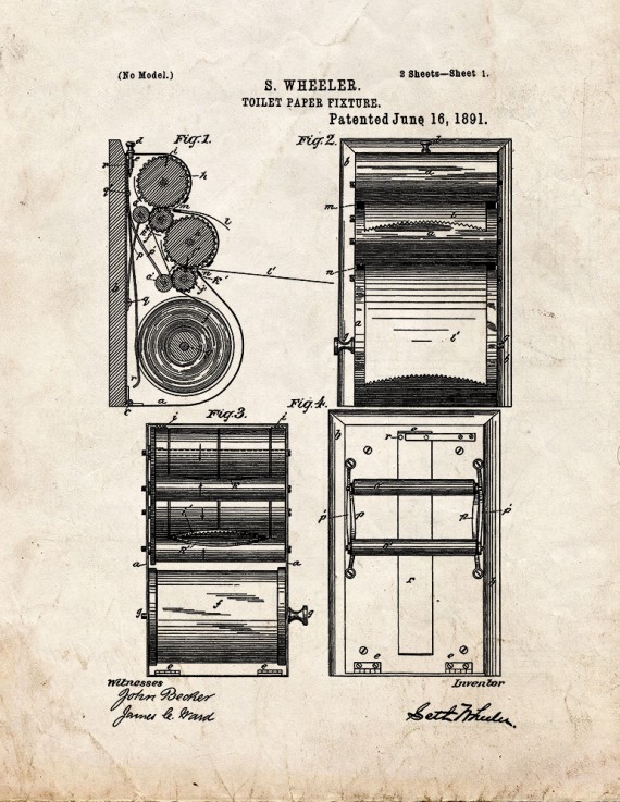 Toilet Paper Fixture Patent Print