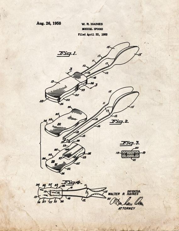 Musical Spoons Patent Print