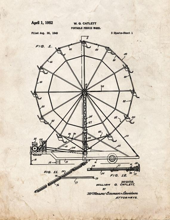 Portable Ferris Wheel Patent Print