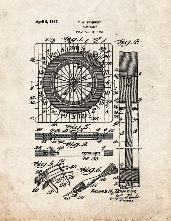 Dart Board Patent Print