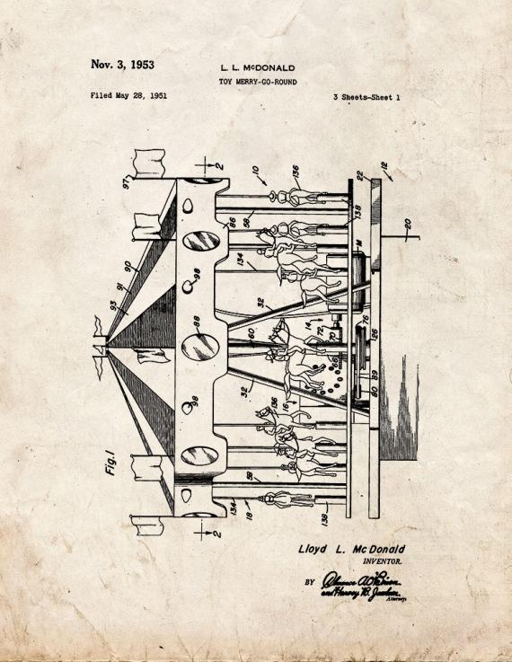 Toy Merry-go-round Patent Print