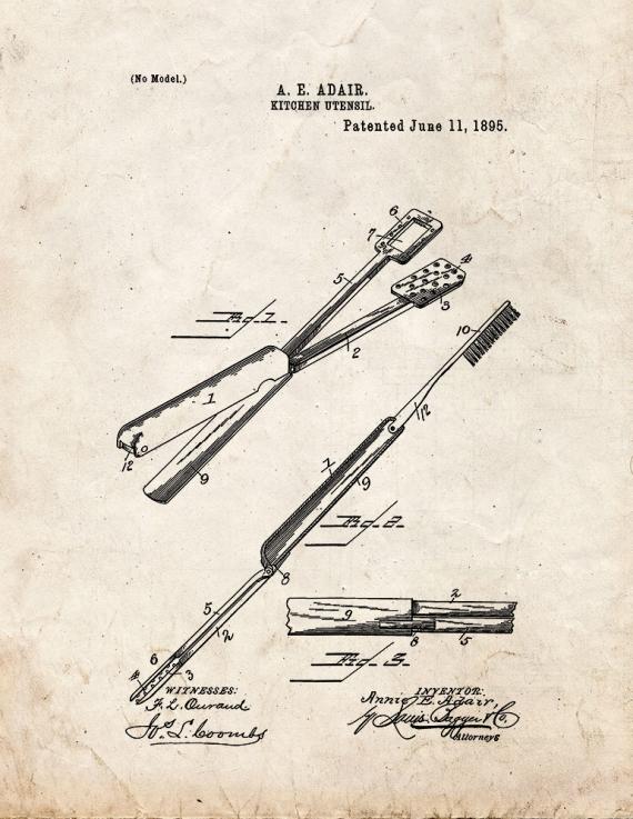 Kitchen Utensil Patent Print