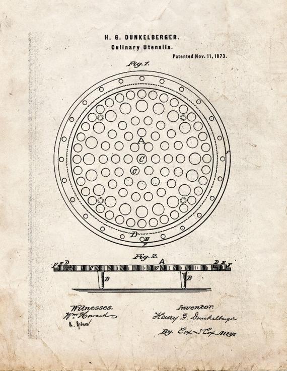 Culinary Utensil Patent Print