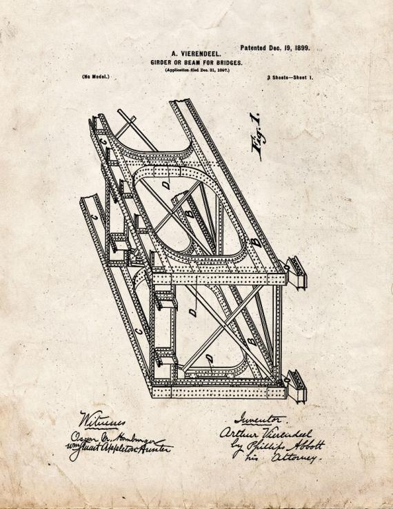 Girder or Beam for Bridges Patent Print