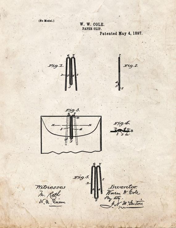 Paper Clip Patent Print