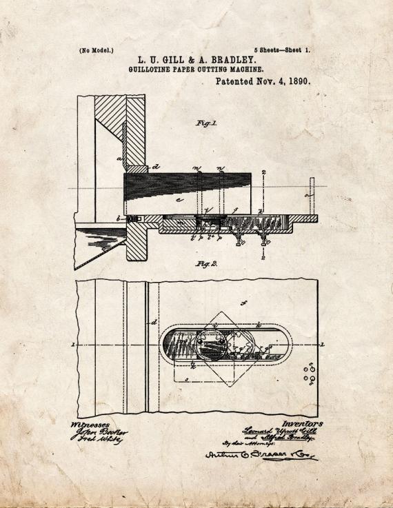 Guillotine Paper Cutting Machine Patent Print