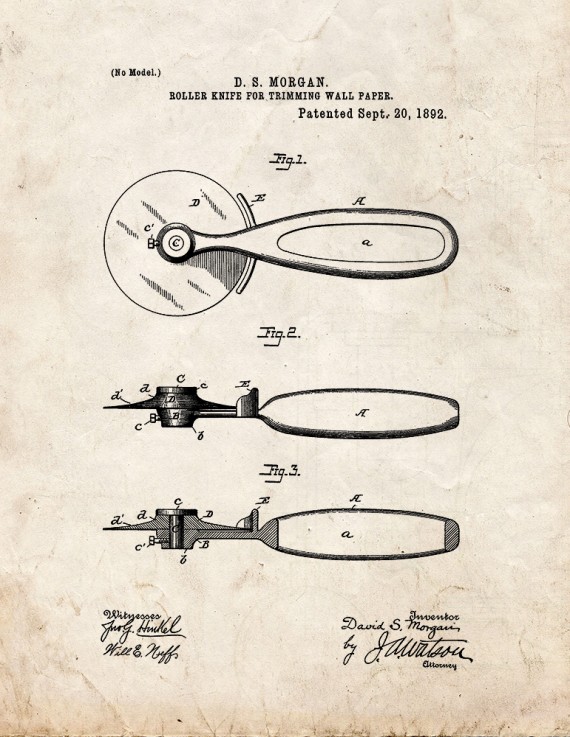 Roller Knife For Trimming Wall-Paper Patent Print