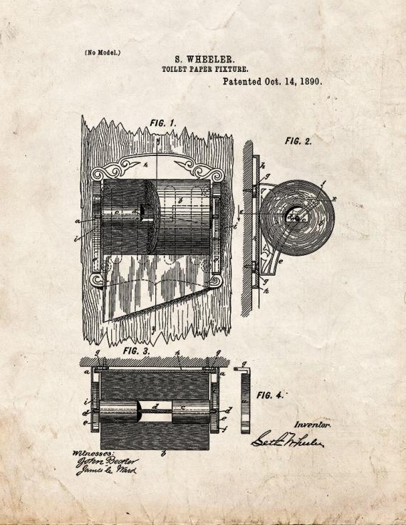 Toilet Paper Fixture Patent Print