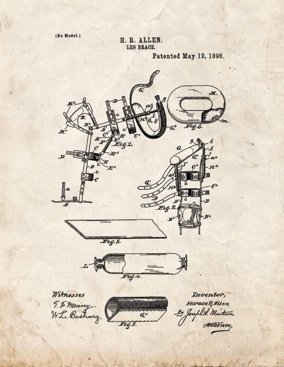 Leg Brace Patent Print