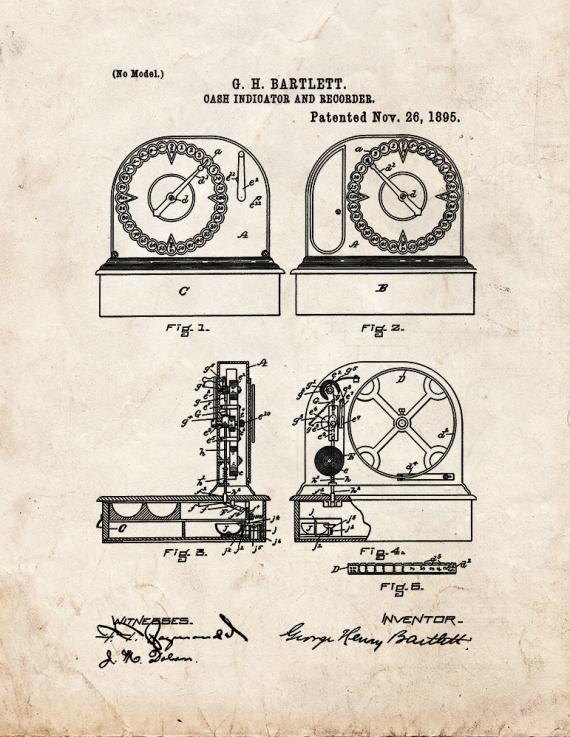 Cash Register Patent Print