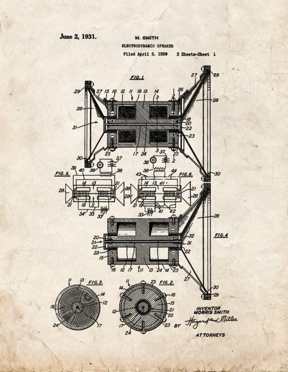 Electrodynamic Speaker Patent Print
